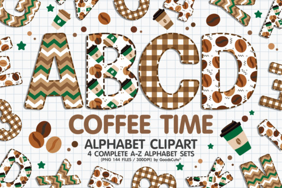 Coffee Time Alphabet Letters: A Warm Design Asset