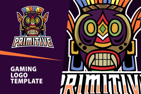 Primitive Mascot Gaming Logo: Editable Vector Template